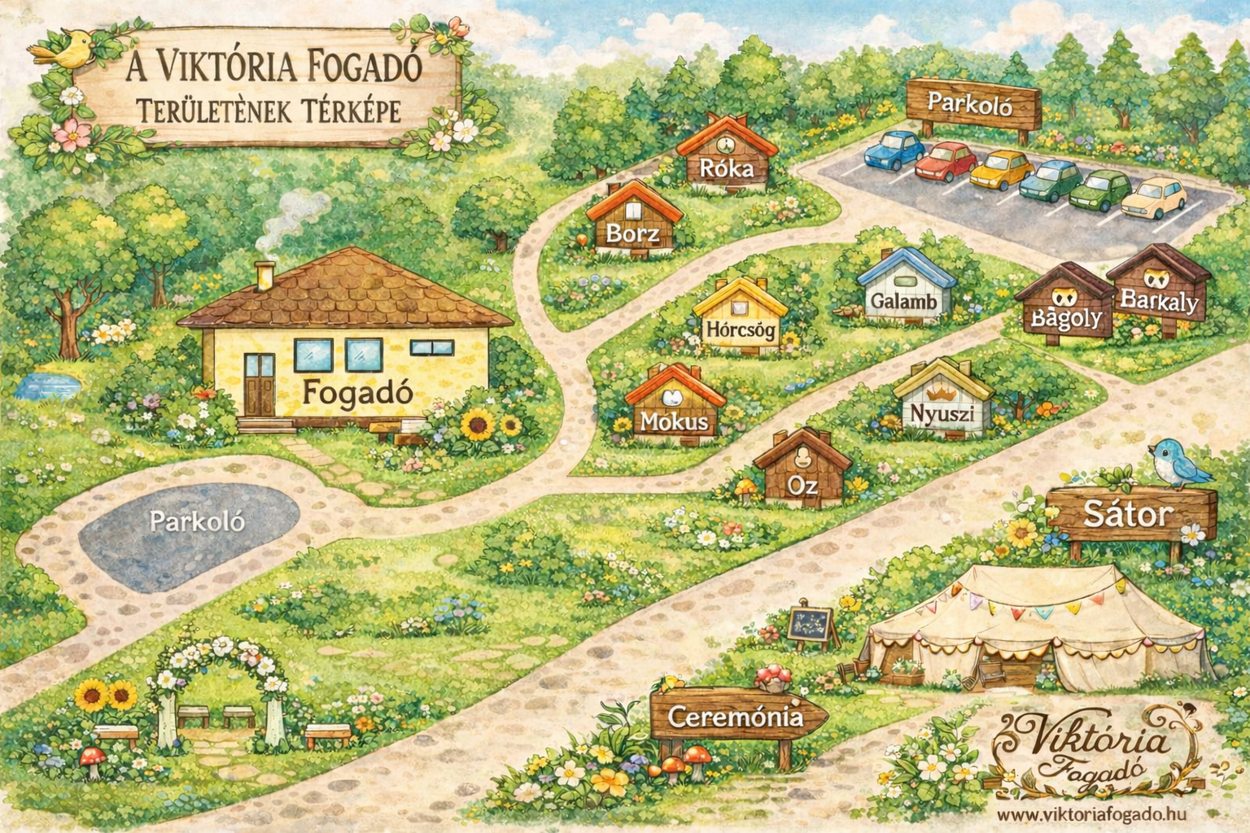 A Viktória Fogadó faházparkjának térképe